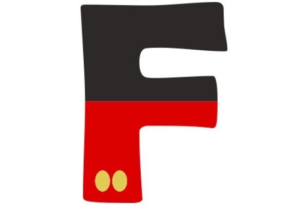 Stylized Letter 'F' with Red and Black Background and Yellow Dots