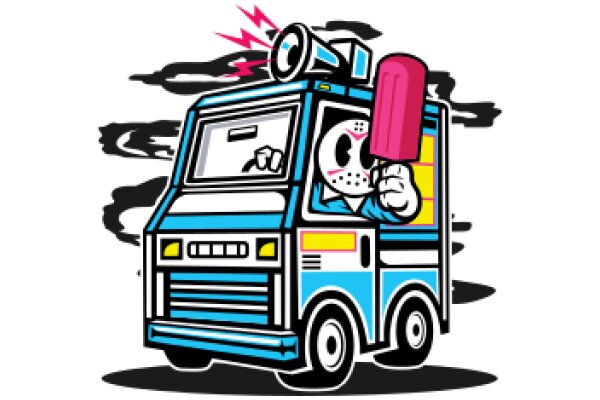 Vintage Cartoon: A Playful Take on a Classic Ice Cream Truck