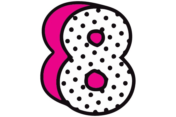 Stylized Number 8 with Pink and Black Patterns