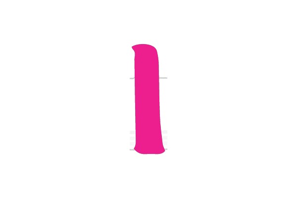 A vertical, bright pink, curved shape.
