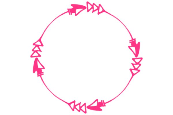 Vibrant Pink Abstract Art: A Circular Design with a Curved Line and Triangular Shapes