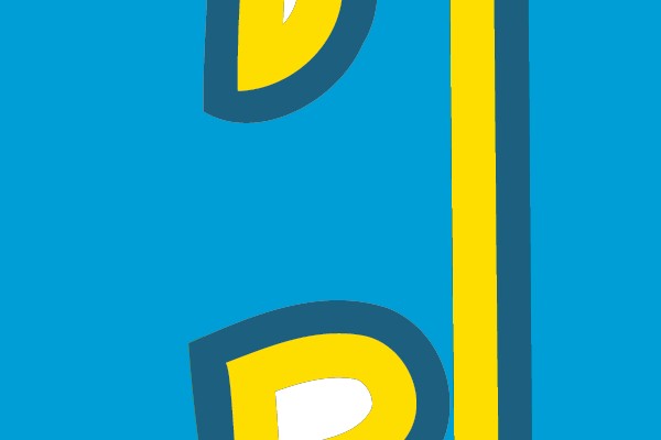Bold Letter 'B' with Yellow Highlights