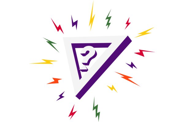 Electrifying Mystery: A Colorful Puzzle with a Purple Triangle and Lightning Bolts
