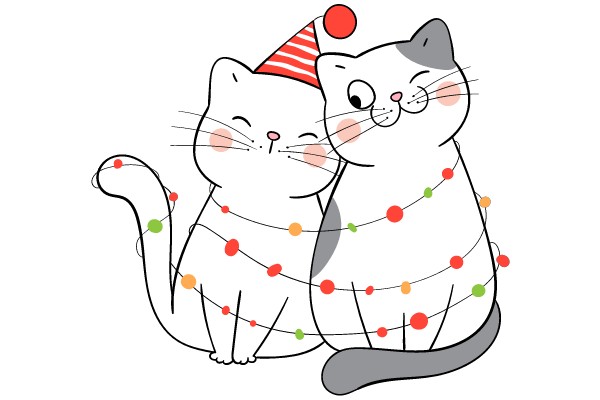 Whimsical White Cats Celebrate the Holidays