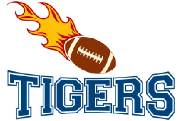Tigers Football Team Logo with Flaming Football Design