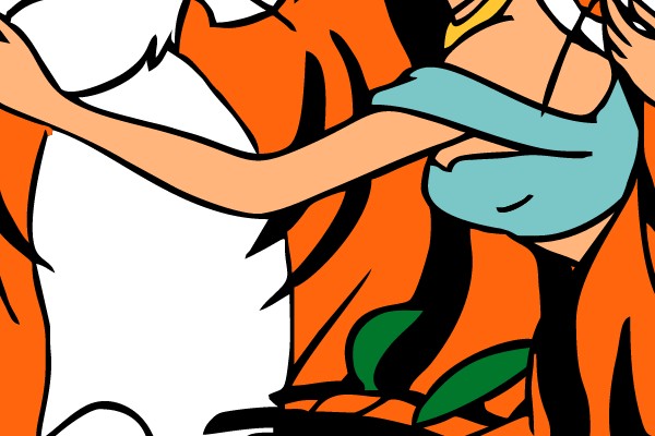 Whimsical Friendship: A Tiger and a Princess Bond Over a Moment of Care