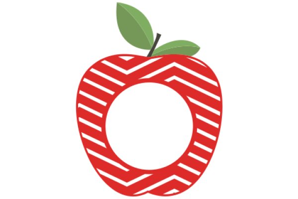 Vibrant Apple with a Stem and Leaf, Illustrated in Red and Green