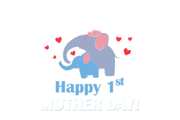 Celebrating the First Mother's Day with a Touch of Whimsy: A Heartwarming Illustration of a Mother Elephant and Her Baby Elephant Surrounded by Love and Joy