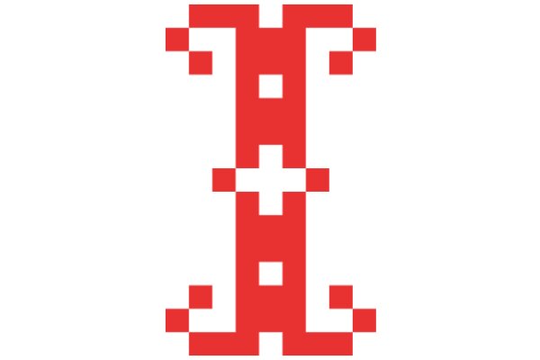 Vintage Pixel Art: A Red Letter 'T' in a Square Frame