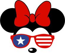 Mickey Mouse with a Patriotic Twist: A Red Bow and Sunglasses with a Star and Stripes Design