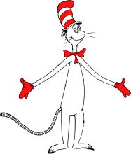 Whimsical Adventures: A Cartoon Cat's Playful Pose with Red Gloves and a Cat Hat
