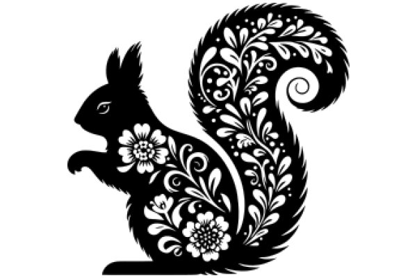 Stylized Squirrel with Floral Design