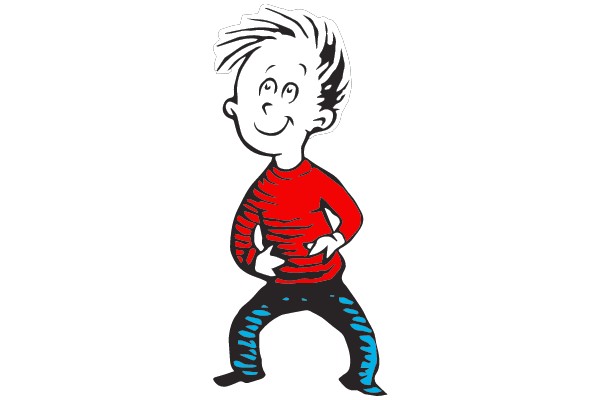 A Boy in a Red Sweater and Black Pants