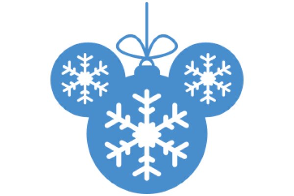 A Festive Blue Christmas Decoration with Snowflakes and a Gift Bow