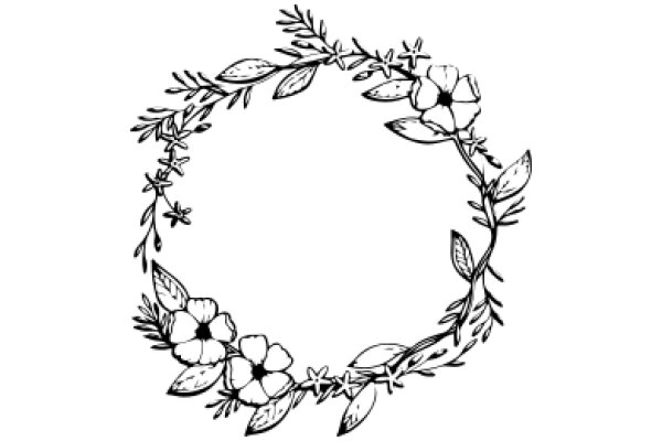 Elegant Floral Design: A Artwork of a Wreath with Flowers and Leaves