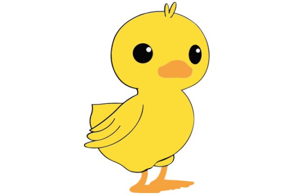 A Yellow Cartoon Chicken with Big Black Eyes and a Small Beak