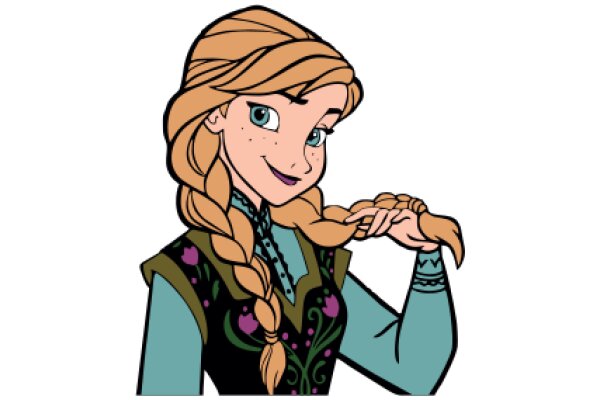 A Whimsical Portrait of a Young Girl with Blonde Hair and a Blue Dress