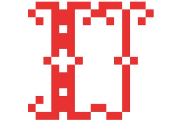 Vintage Pixel Art: A Red Letter 'J' in a Square Frame
