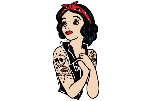 Stylish Tattooed Character with a Knife and a Heart