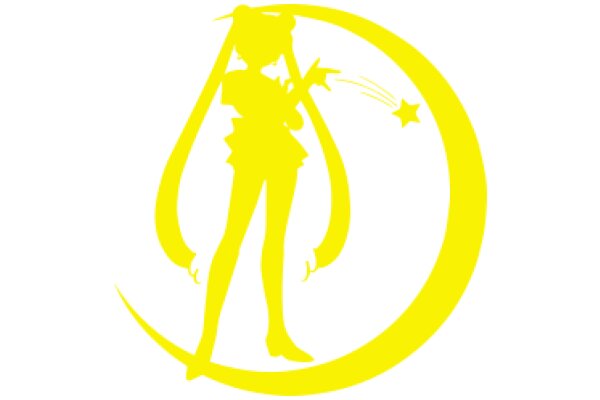 A Stylized Illustration of a Character with a Yellow Crescent Moon in the Background