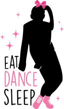 Eat Dance Sleep: A Silhouette of a Dancer with a Pink Bow and Stars in the Background