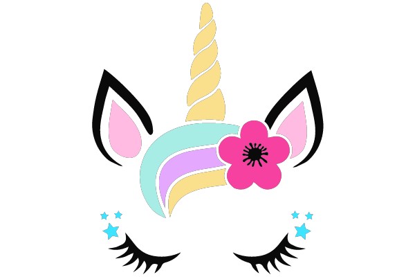Magical Unicorn Winking with Flowers