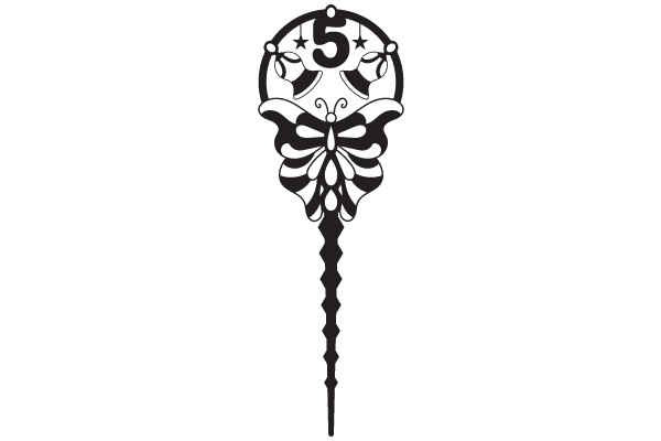 Stylized Number Five with a Butterfly Design