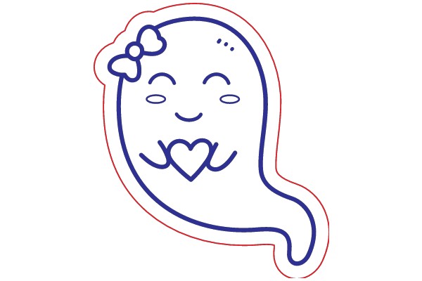 A Whimsical Sticker of a Ghost with a Heart on Its Head