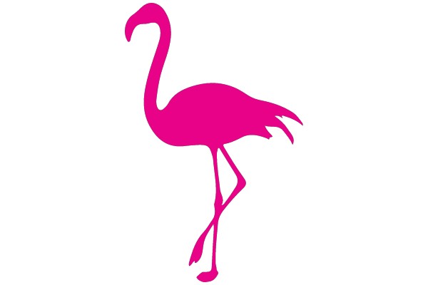 Pink Flamingo Silhouette on White Background