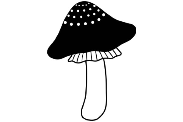 A Simple Line Drawing of a Mushroom with a Dotted Pattern on the Cap