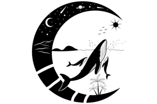 Moonlit Ocean Adventure: A Whale's Journey Under the Stars