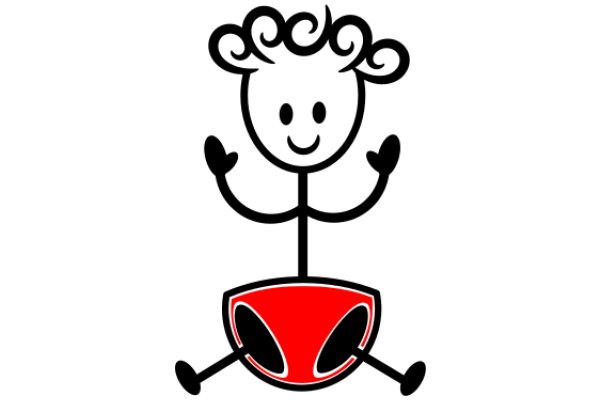 A Playful Cartoon Character: A Smiling Humanoid with a Red Shorts and a Black Outline