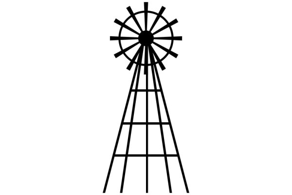 A Solitary Windmill Against a White Sky