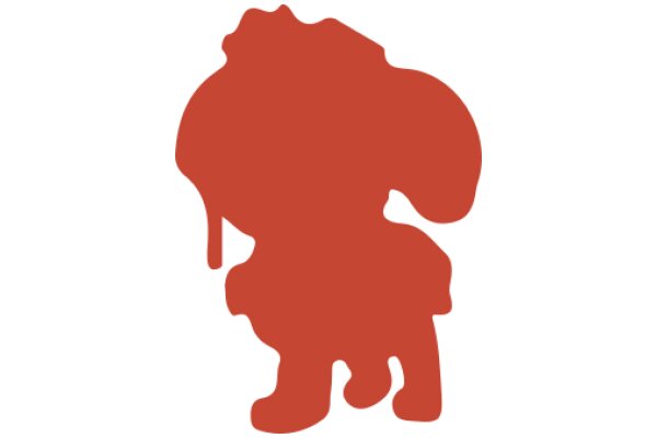 A Red Silhouette of a Humanoid Figure with a Large Head and Small Body