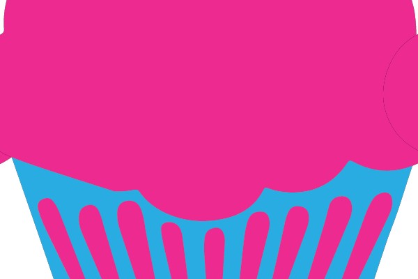 Vibrant Pink Cupcake with Blue Frosting