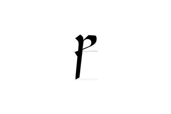 The letter P in a bold, black font against a white background.