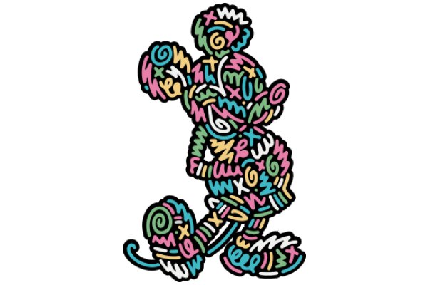 Vibrant and Colorful Cartoon Character with a Swirly Background