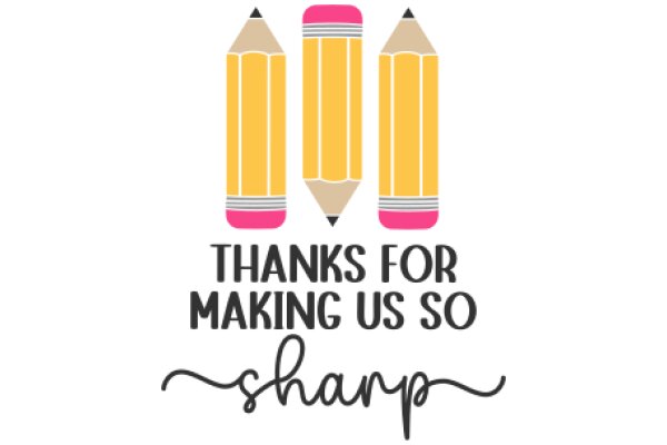 A Graphic Design of a Thank You Card for Teachers, Featuring Yellow Pencils and a Heartfelt Message