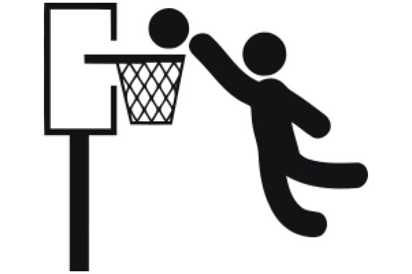 A Playful Scene of a Basketball Player and a Basketball Hoop