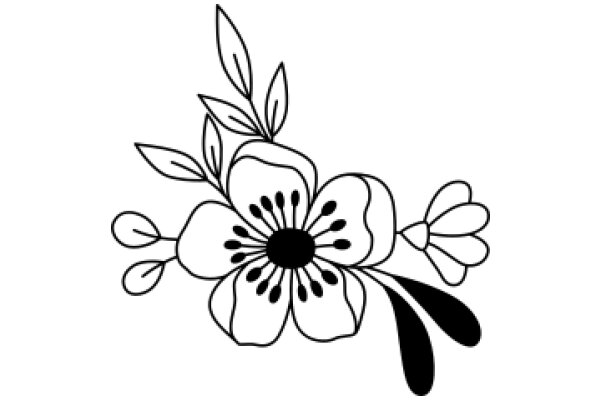 Stylized Flower with Leaves and Petals