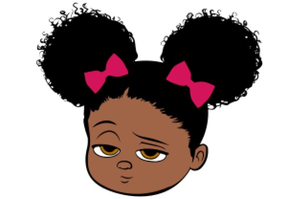 A Whimsical Portrayal of a Character with a Pink Bow and Curly Hair
