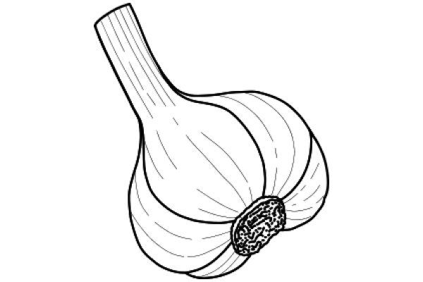 A Simple Line Drawing of a Garlic Bulb