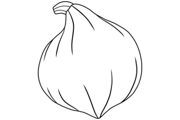 A Simple Line Drawing of a Bag of Garlic