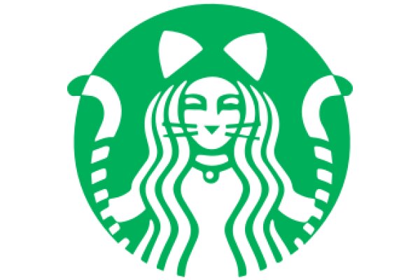 Stylized Starbucks Logo with a Cat's Face