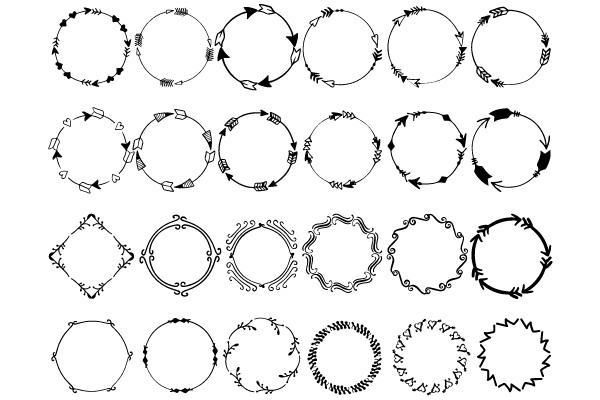 Circular Patterns with Arrows and Decorative Elements