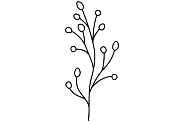 Simplistic Line Drawing of a Tree with Spherical Ornaments