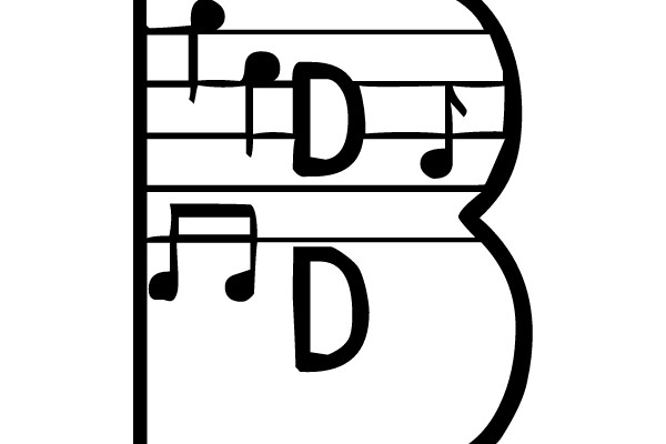 B with Music Notes