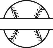 Simplistic Black and White Logo of a Baseball with a Stylized Arch