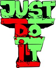 Vibrant and Stylized Graphic with the Text 'Just Do It' in a Distressed Font