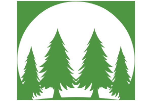 Simplistic Green and White Logo of Three Pine Trees